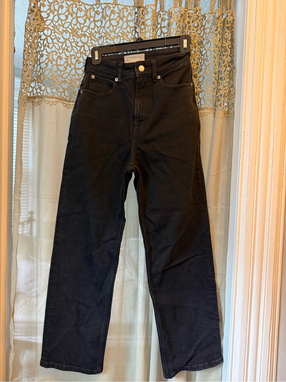 Everlane Way High Black High-Rise Straight Jeans